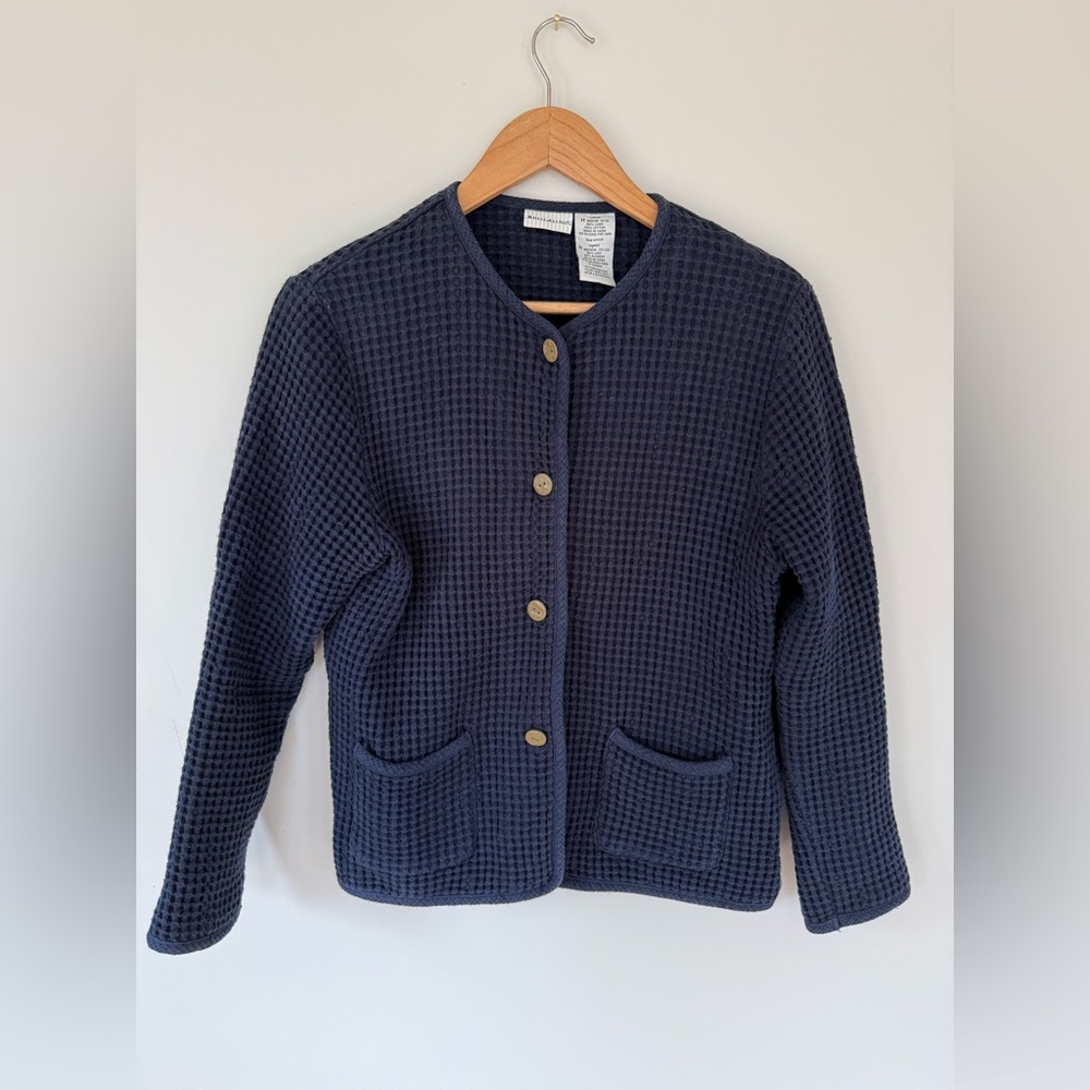 Adorable White Stag Waffle Knit Cardigan